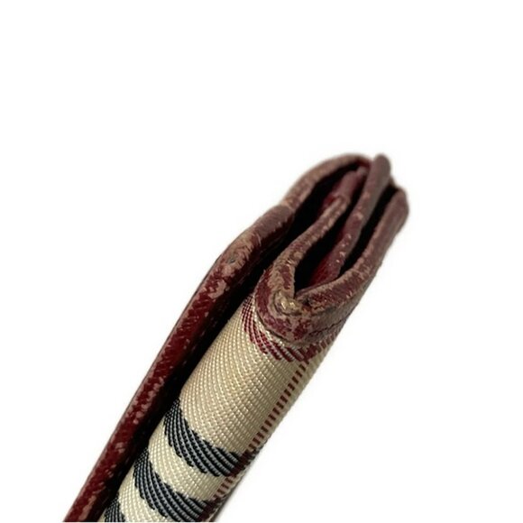 Auth Burberry - Cream Dark Brown Multi Nylon Leather Business Card Holder - Picture 2 of 9